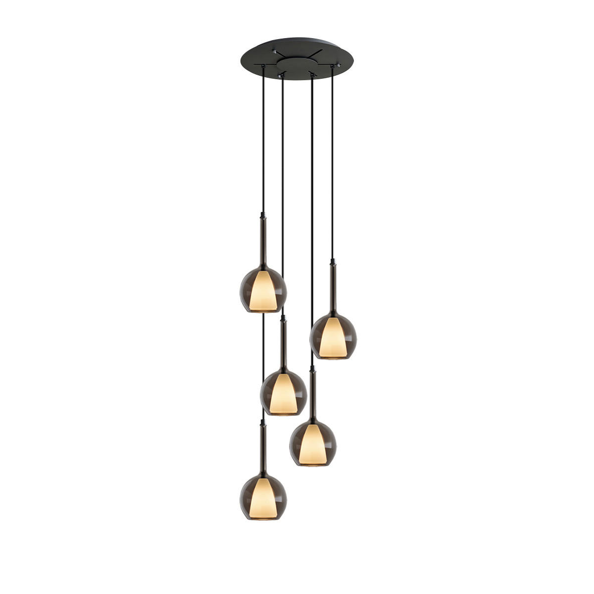 GALERIELEUCHTE Belluna 5-flammig Rauch Ø 14cm - Anthrazit, Glas (14/14/35cm) - s.luce