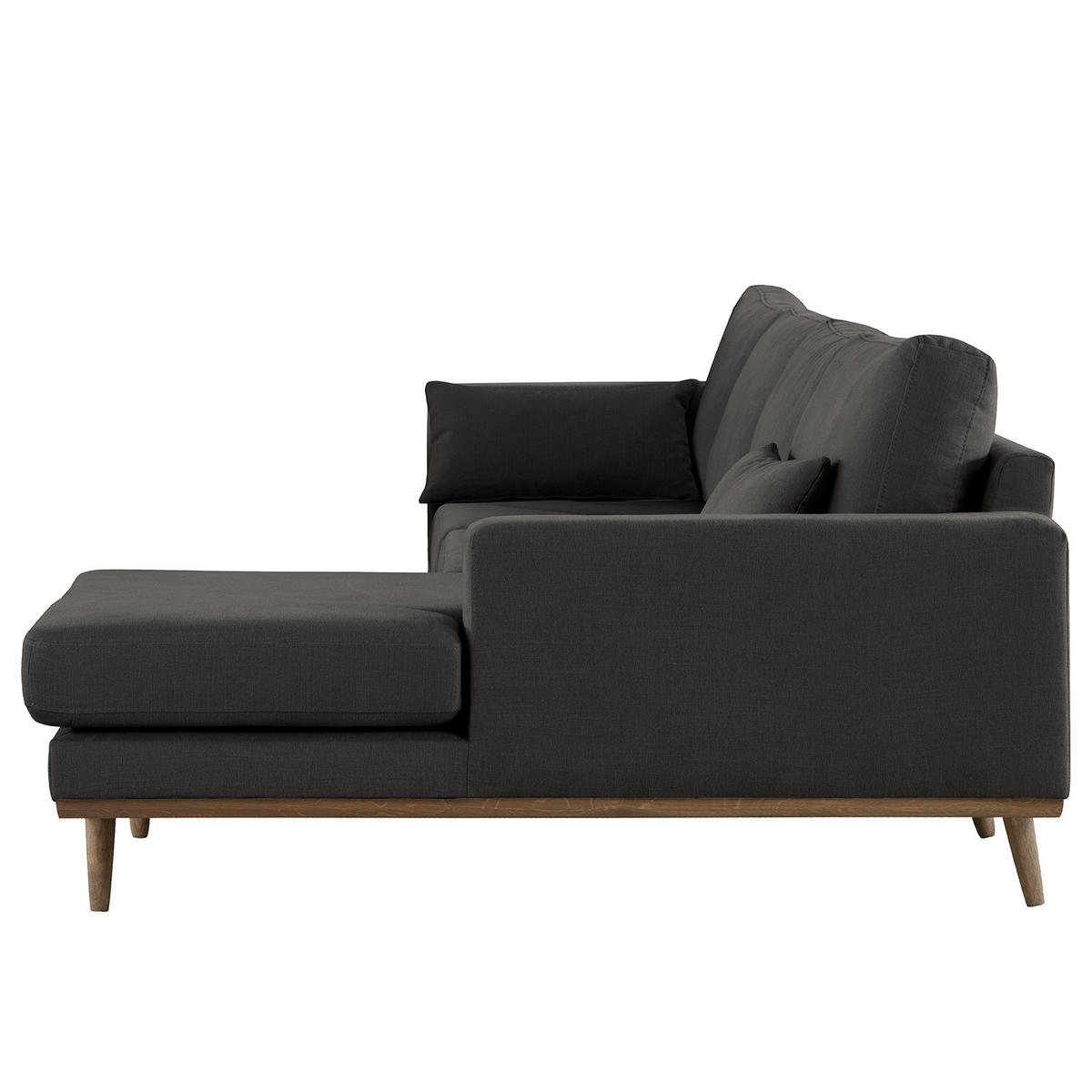 ECKSOFA mit Longchair - Eichefarben/Anthrazit, Naturmaterialien/Eichenholz (281/153cm) - home24