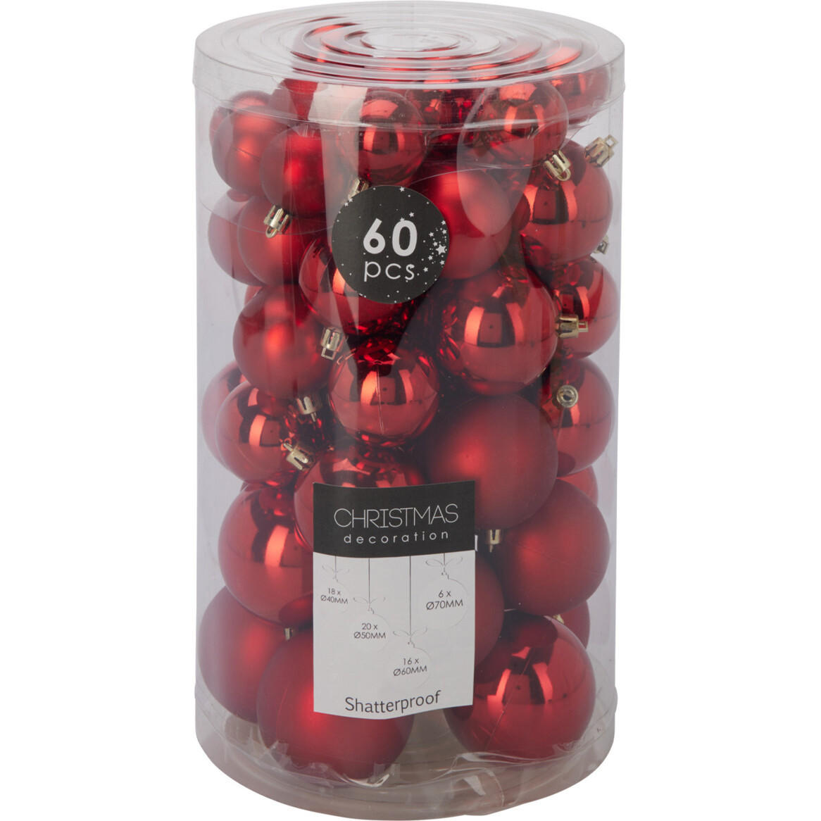 WEIHNACHTSKUGELN verschiedene Größen 60er-Set - Rot, Kunststoff (19/31.5/19cm) - Home Styling Collection