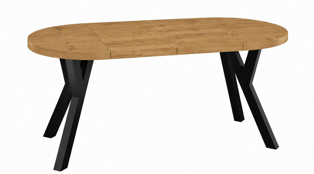 ESSTISCH ausziehbar rund 100-200 cm ATO Lancelot, Auszugstisch mit Einlegeplatte - Honigeiche/Schwarz, Holzwerkstoff (100/100/77cm) - VENASI MÖBEL