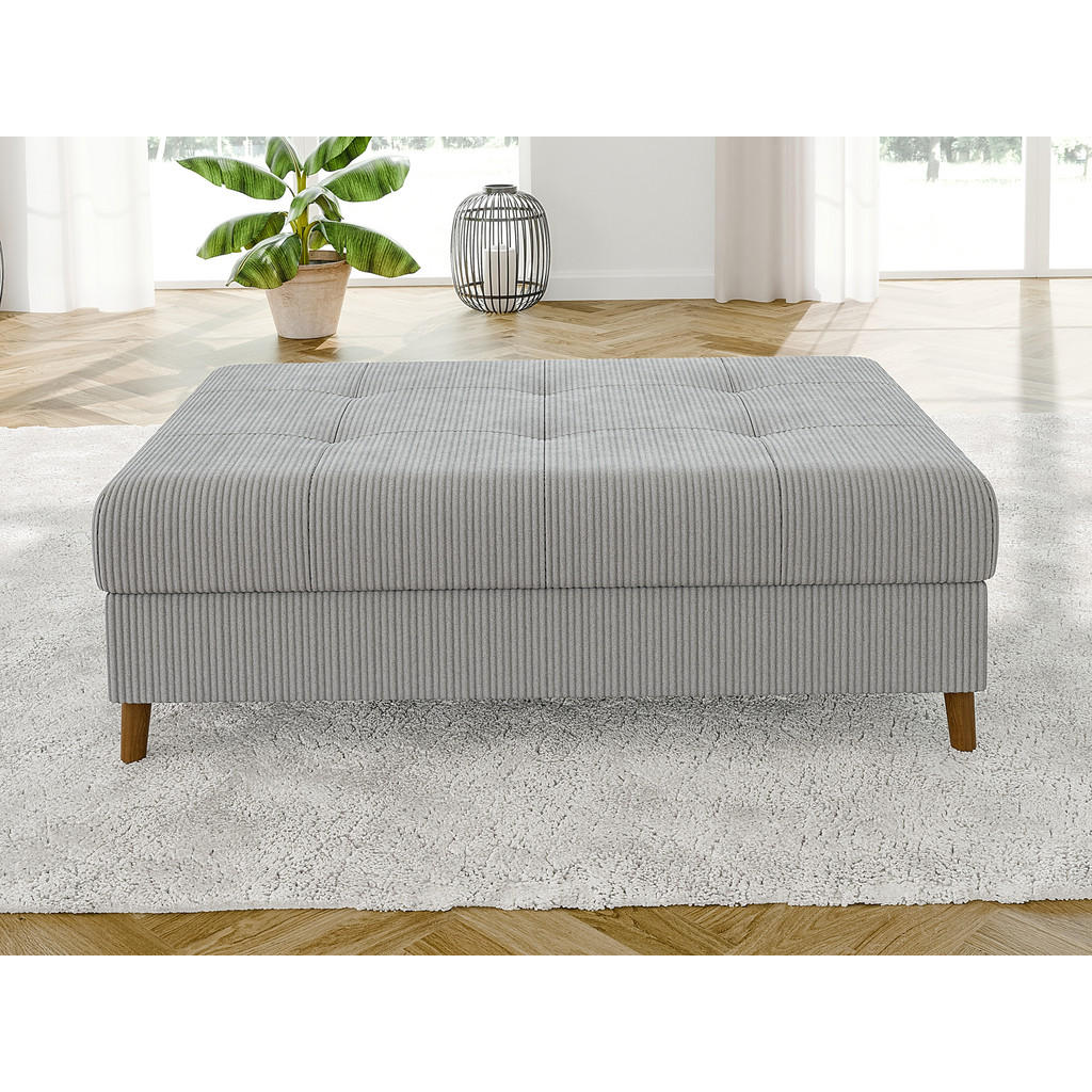 Thumbnail - S-Style Möbel Hocker, Hellgrau, Textil, Echtholz, Teilmassiv,Buche, Birke, 1-Sitzer, Füllung: Polyetherschaumkern, 118x4...