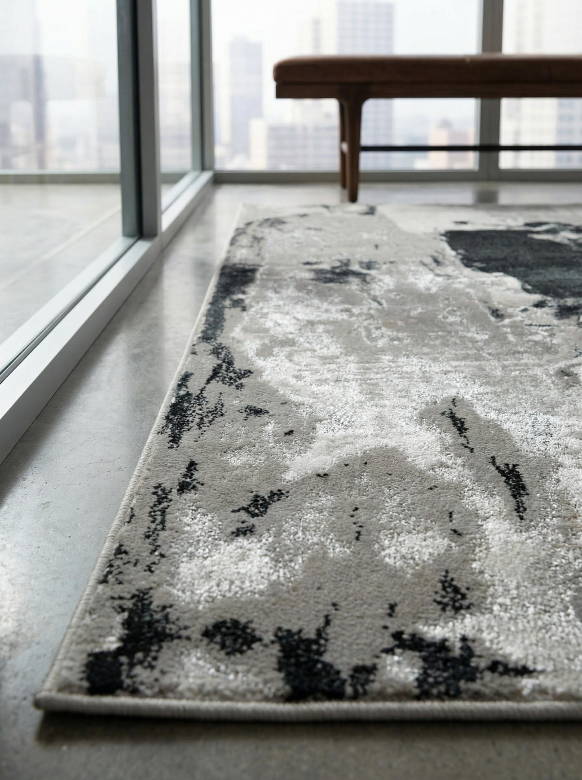 TEPPICH Velours kurzflor mit Metallic-Akzenten Gletschermuster COMO-Tremezzo, Silbergrau 200x290 cm - Grau, Textil (200/290cm) - KADIMA DESIGN