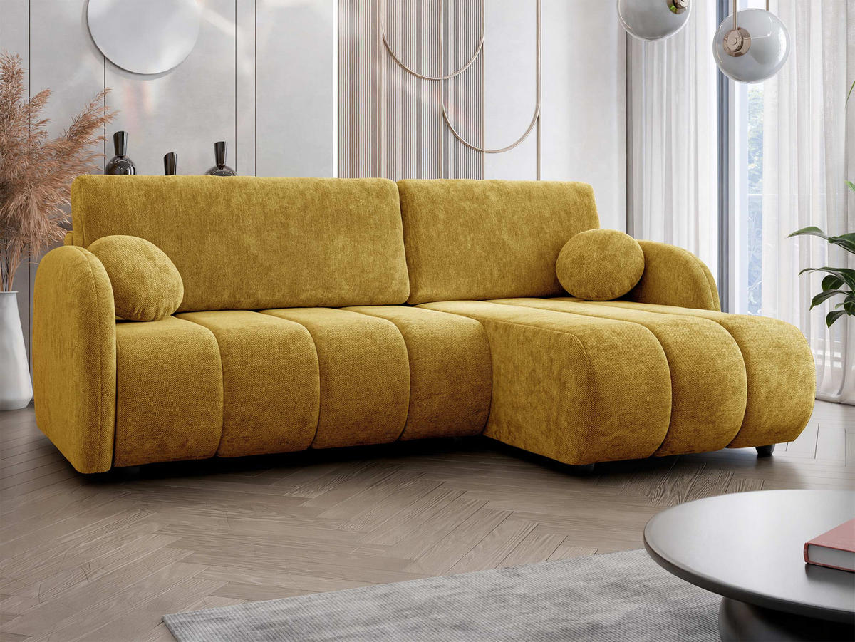 ECKSOFA Zara 2rLC - Schwarz/Rosa, Holz/Kunststoff (233/160cm) - MIRJAN24