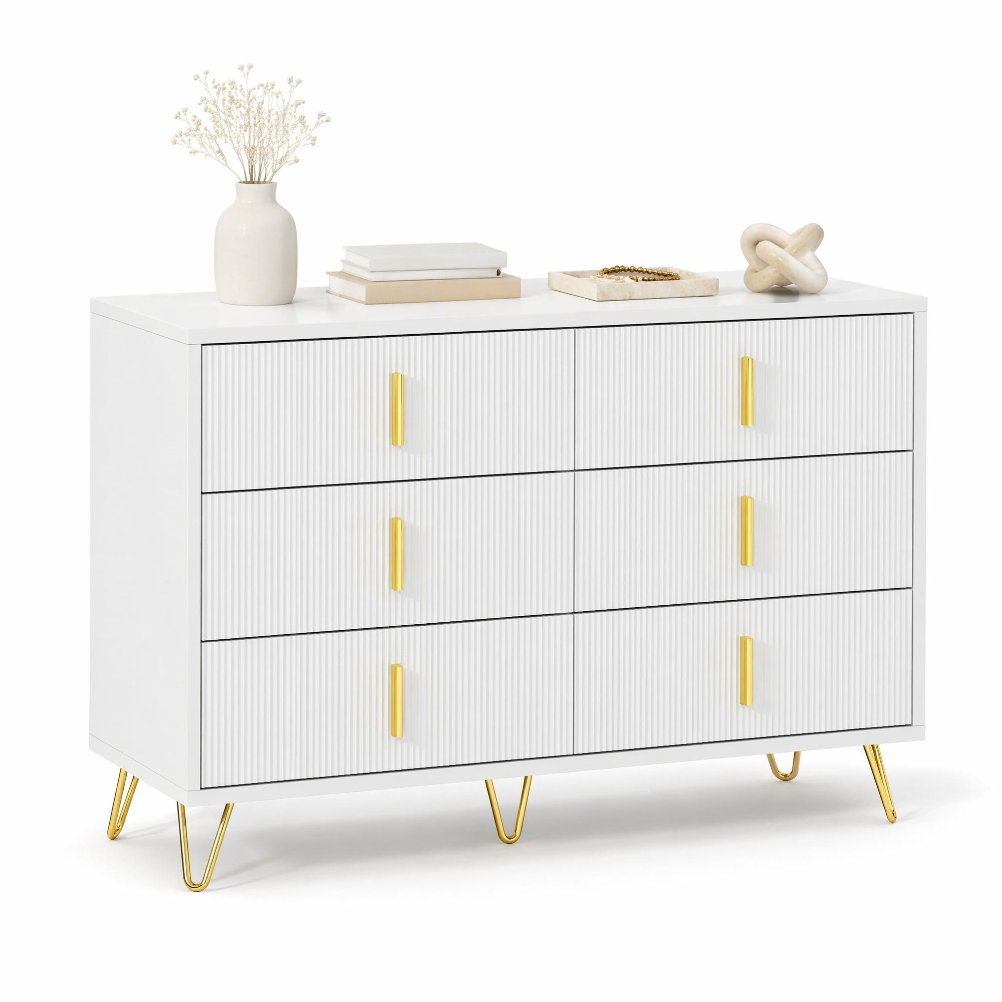SIDEBOARD in Schwarz Kommode mit viel Stauraum und goldenen Griffen für Wohnzimmer und Esszimmer, B120/T40/H77cm - Goldfarben/Weiß, Holzwerkstoff/Metall (120/77/40cm) - STILVORA