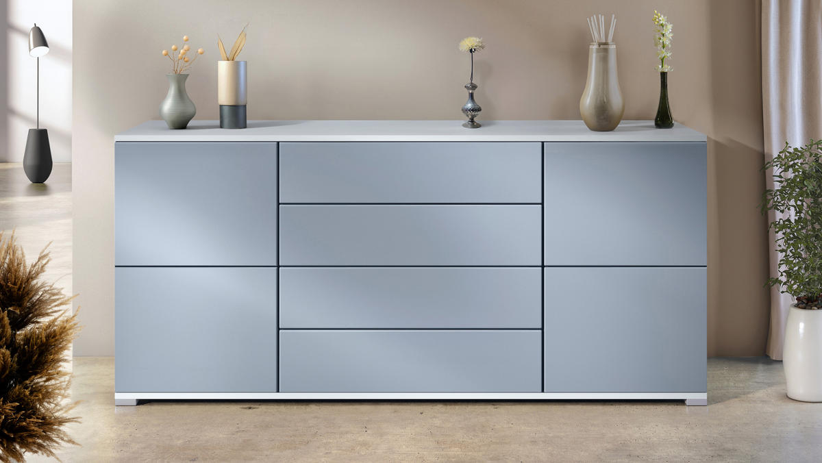 SIDEBOARD Rova Denim matt - Pastellblau, Holzwerkstoff (166.5/75.5/35cm) - Vladon