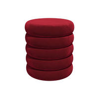 SITZHOCKER - 1 Person-Sitzer - Samt - Bordeaux - ECAMBI - Bordeaux, Textil (40/45/40cm) - Vente-Unique