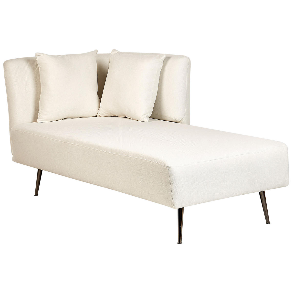 CHAISELONGUE cremeweiß linksseitig Riom - Schwarz/Weiß, Textil (156/75/77cm) - Beliani
