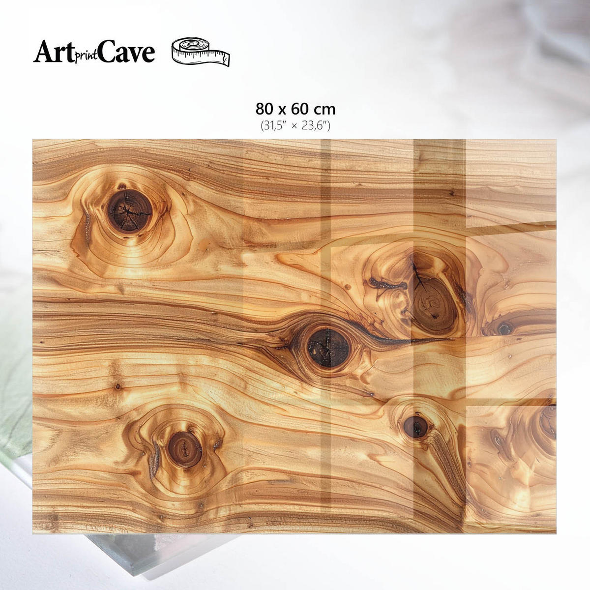 GLASPLATTE 80x60 cm – Holzmuster - Braun, Glas (0.4/80/60cm) - ArtPrintCave