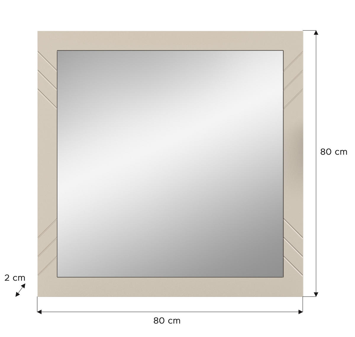 GARDEROBENSPIEGEL Sand matt 80 x 80 cm, Wandspiegel mit Rahmen - Sandfarben, Glas/Holzwerkstoff (80/80/2cm) - Inn.Furn