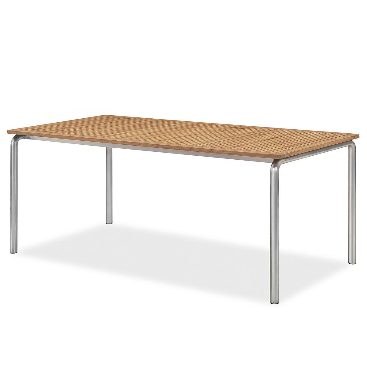 GARTENTISCH - Teak massiv / Edelstahl - Braun - Teakfarben, Holz/Metall (90/180/73cm) - home24