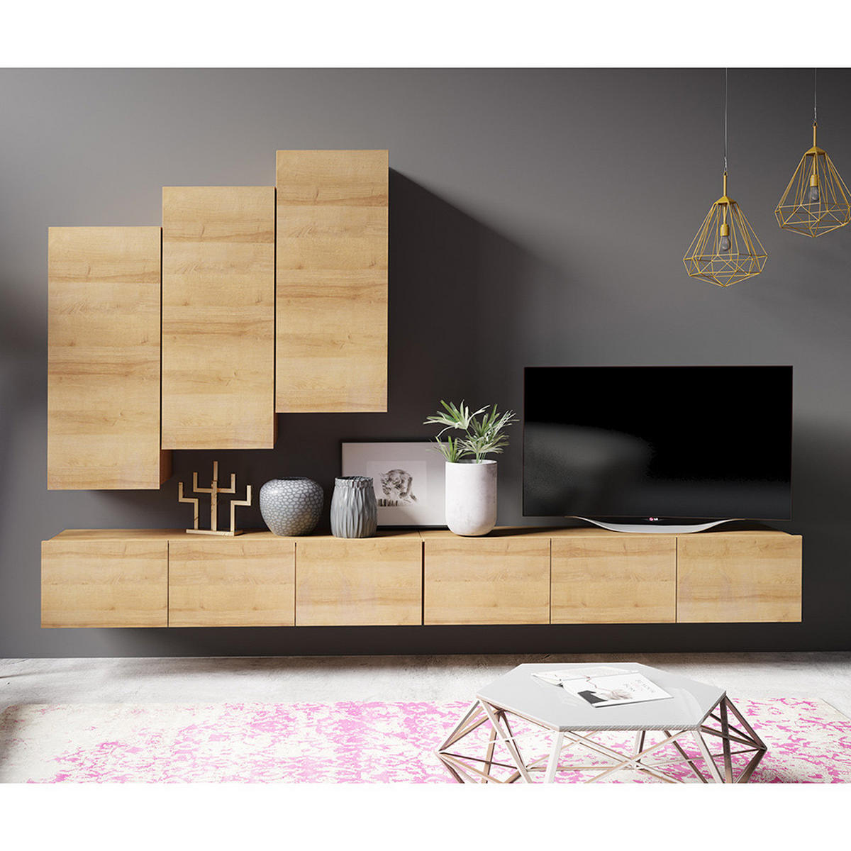 HÄNGESCHRANK Cairns-132 - Braun, Holzwerkstoff (45/117/32cm) - Lomado