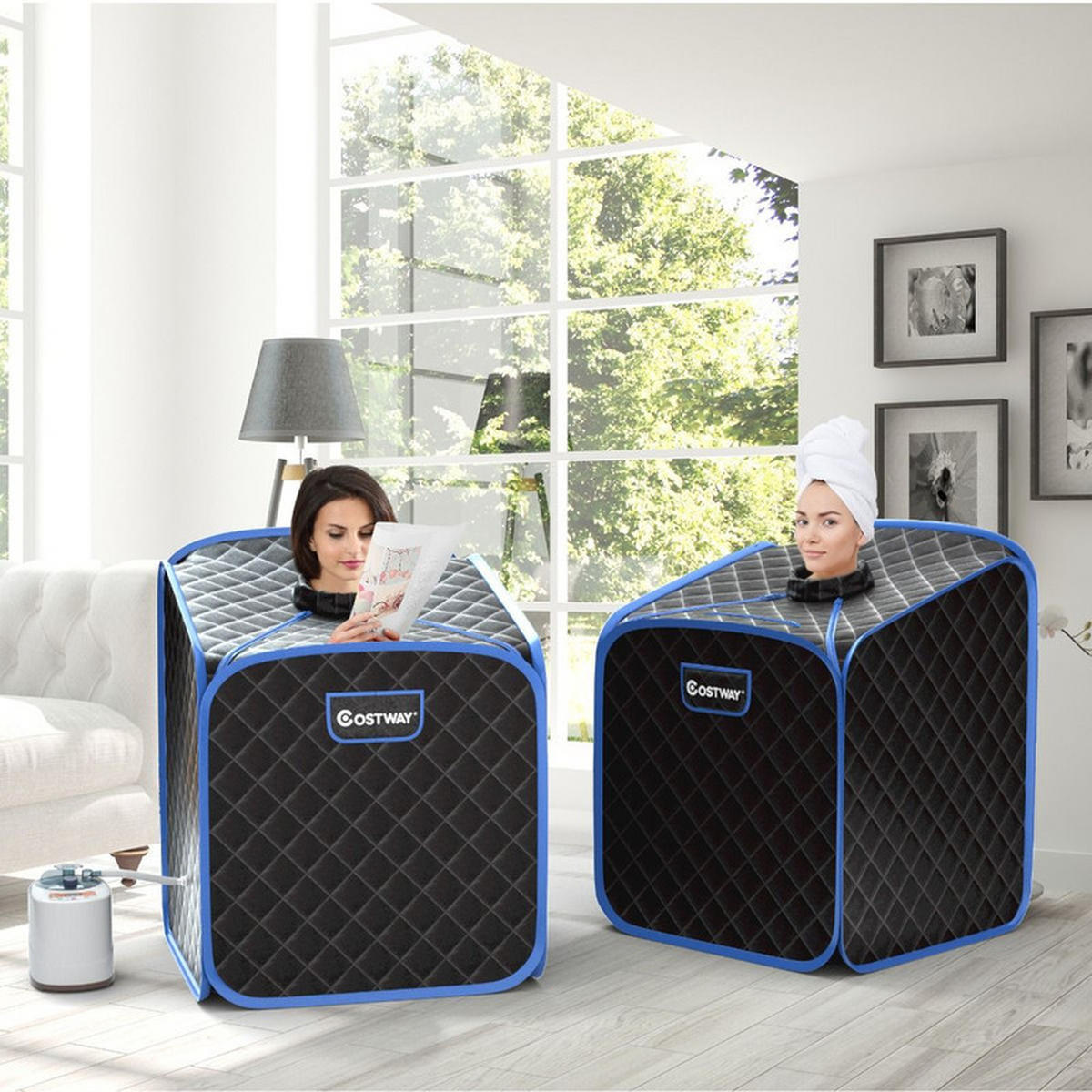 AMPFSAUNA Tragbare schwarz - Schwarz, Textil (85/106/84cm) - COSTWAY