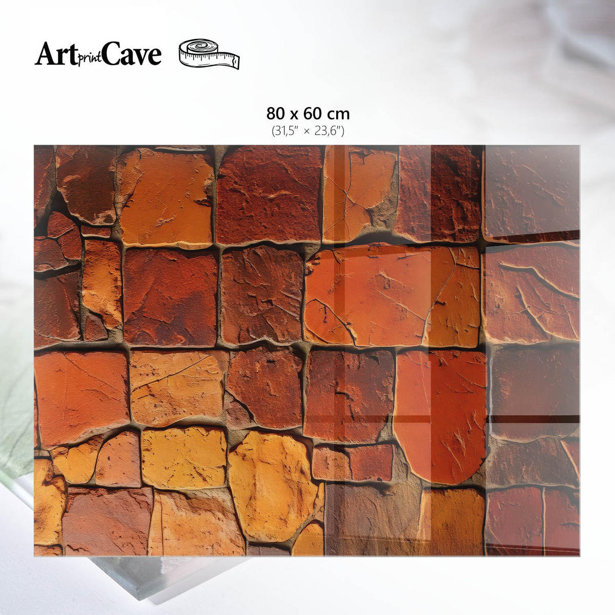 GLASPLATTE 80x60 cm – Steinmosaik - Braun, Glas (0.4/80/60cm) - ArtPrintCave