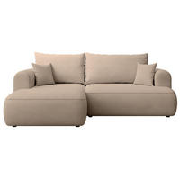 ECKSCHLAFSOFA Ovo Mini Beige Easy-Clean-Chenille-Bezug - Beige/Schwarz, Kunststoff/Textil (238/156cm) - Selsey