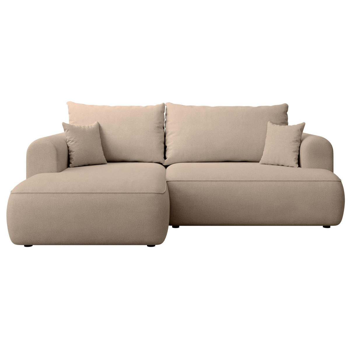 ECKSCHLAFSOFA Ovo Mini Beige Easy-Clean-Chenille-Bezug - Beige/Schwarz, Kunststoff/Textil (238/156cm) - Selsey