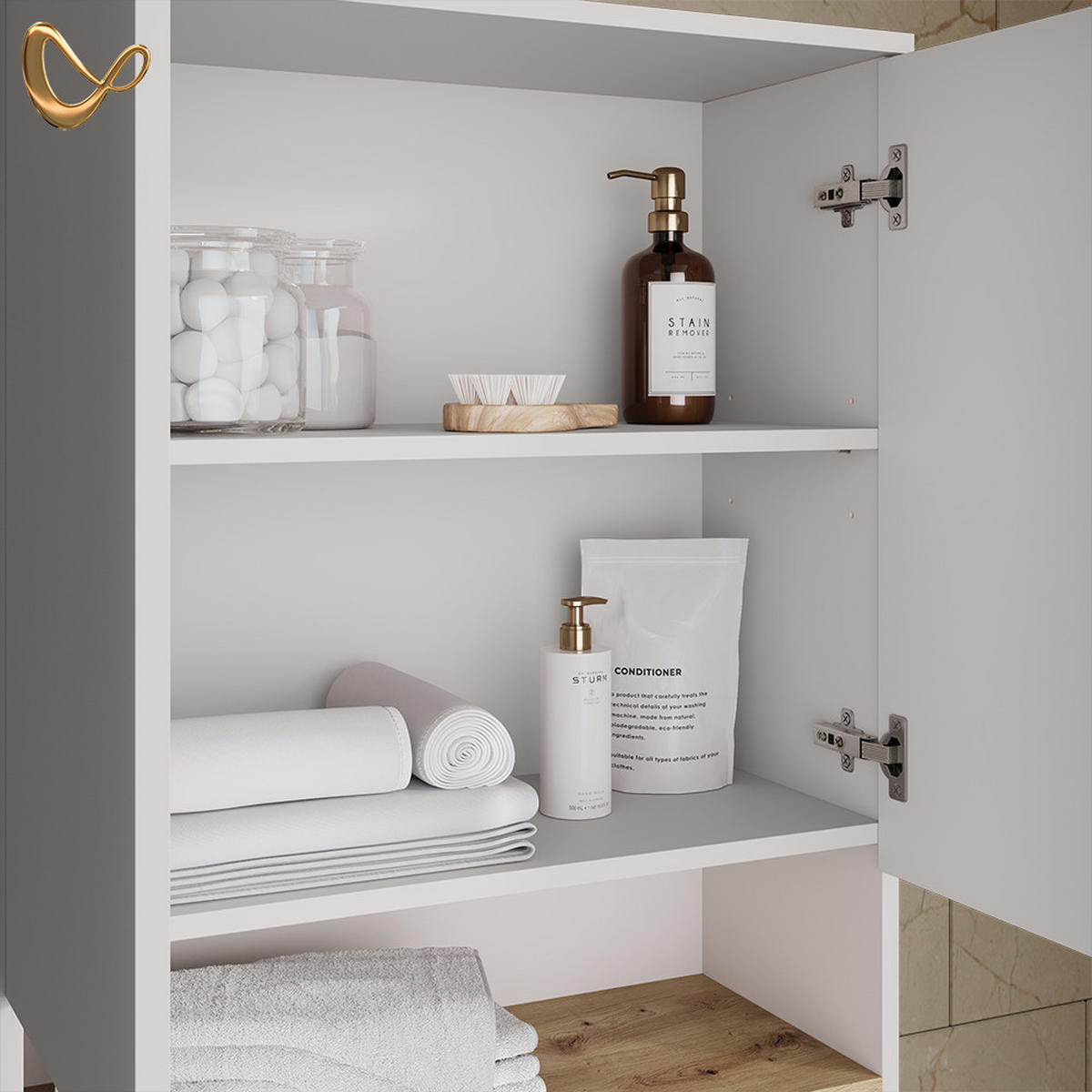 WASCHMASCHINENSCHRANK Paolina Weiß/Artisan 68 x 100.4 cm - Weiß/Eiche Artisan, Holzwerkstoff (68/100.4/29cm) - Livinity®