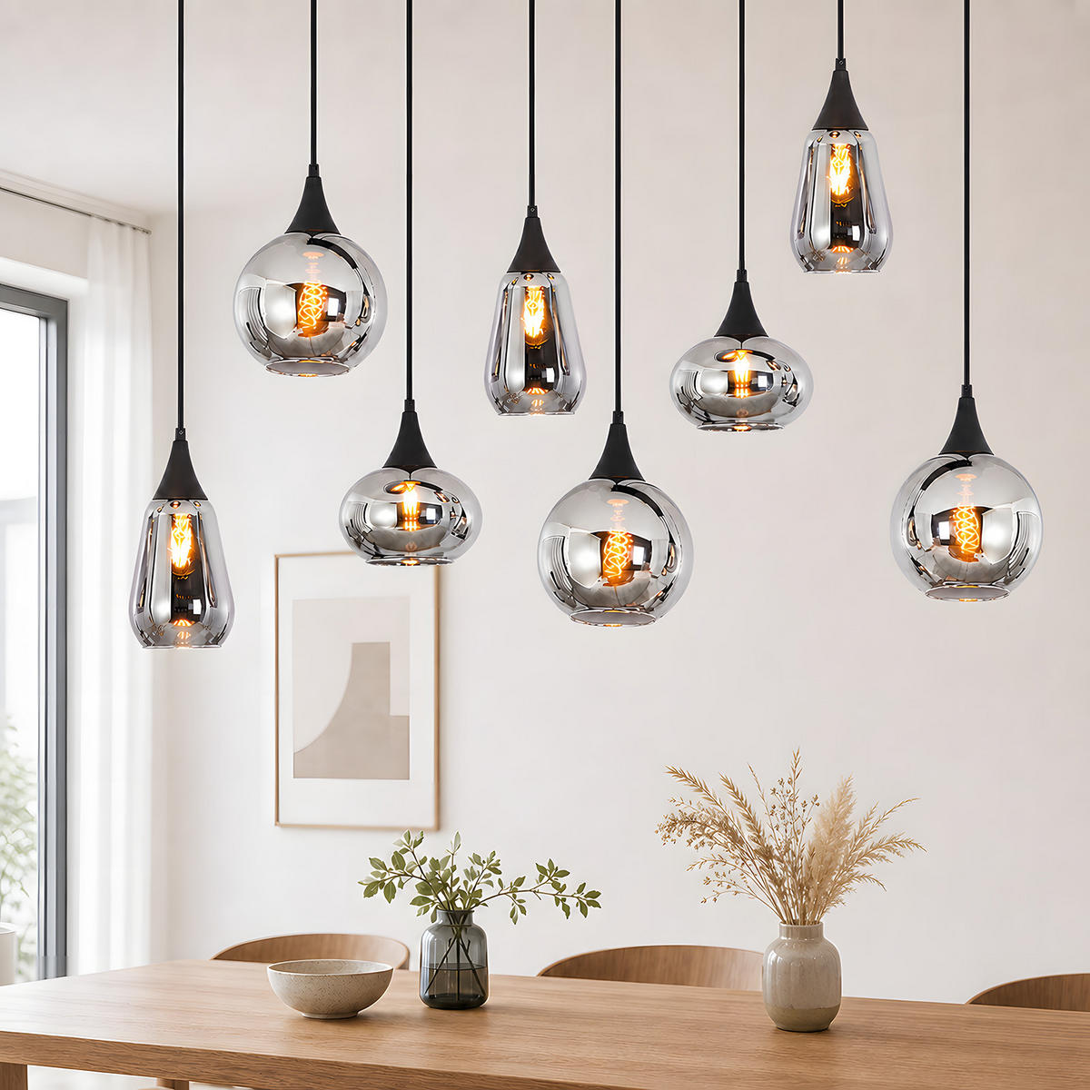 PENDELLEUCHTE Glornax 126/20/150 cm - Schwarz, Glas/Metall (126/20/150cm) - ZMH