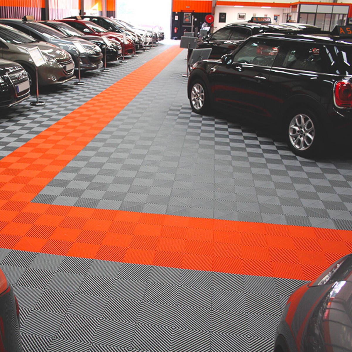 KLICKFLIESEN Durchbrochen für Garage, Werkstatt und Ausstellungsraum - Farbe Orange - Set von 6 Fliesen - Orange, Kunststoff (39.5/39.5/2cm) - MOSAIK AERO