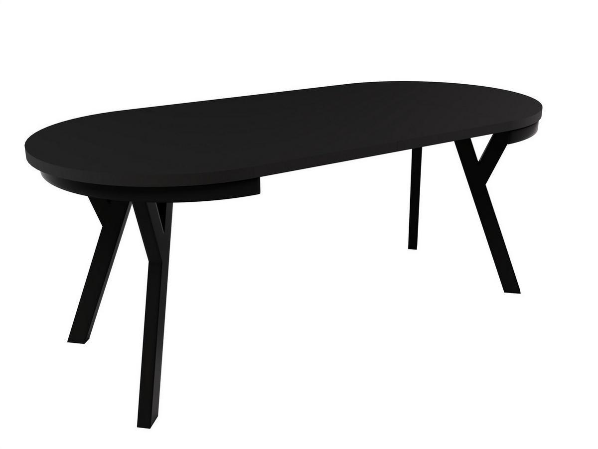 ESSTISCH ARI Rund (90-190 cm Ausziehbar Schwarz Matt Metallbeine Loft Design) - Schwarz, Holz/Holzwerkstoff (90/90/76cm) - Ravio