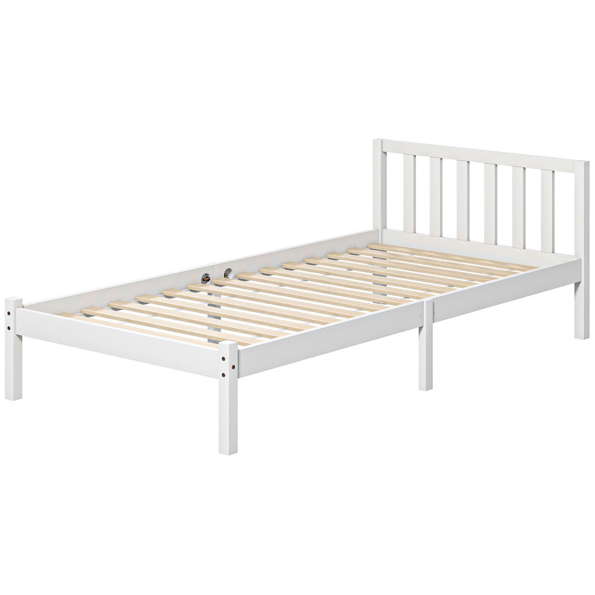 BETTGESTELL 90x200 cm DE-08176 mit Kopfteil & Lattenrost, 26 cm Freiraum Weiß - Weiß, Holzwerkstoff (90/200cm) - ComfortXL