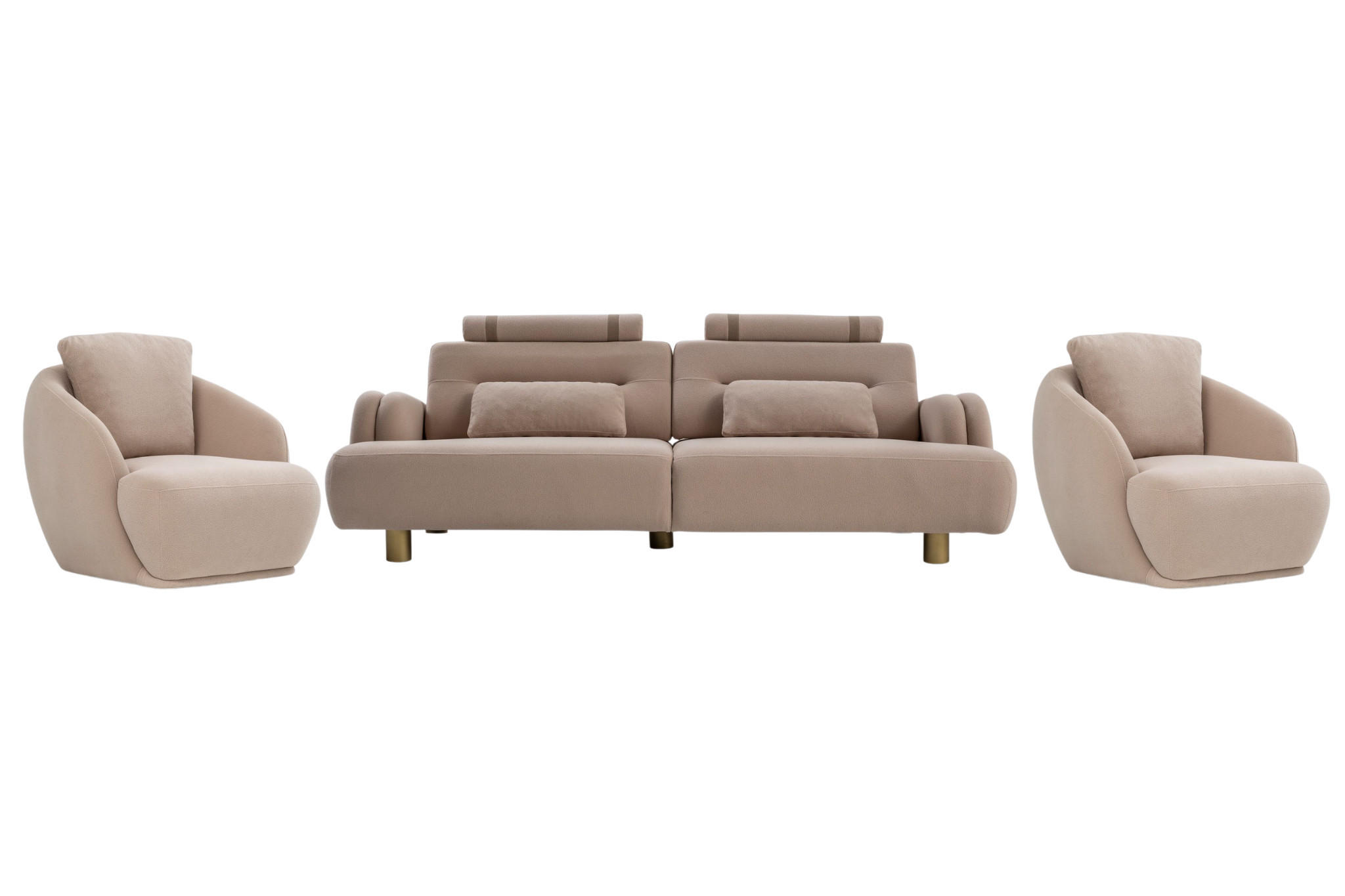SITZGARNITUR Sandy Stellvariante:3+1+1 - Beige, Holz/Textil (230/90/100cm) - Villa Möbel