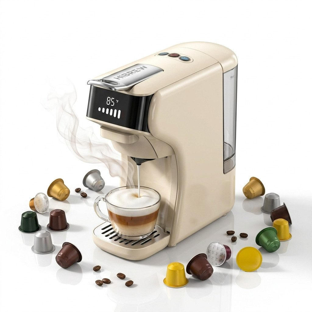 FILTERKAFFEEMASCHINE 6-in-1 20 Bar Edelstahlfilter Espresso-Extraktion - Beige, Metall (11/26/26cm) - BEXEVUE