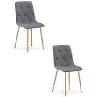 ESSZIMMERSTUHL 2-er Set TYRA dunkelgrauer Sitz, Beine in Holzfarbe - Dunkelgrau/Eichefarben, Textil (44.5/87/54.5cm) - Valora