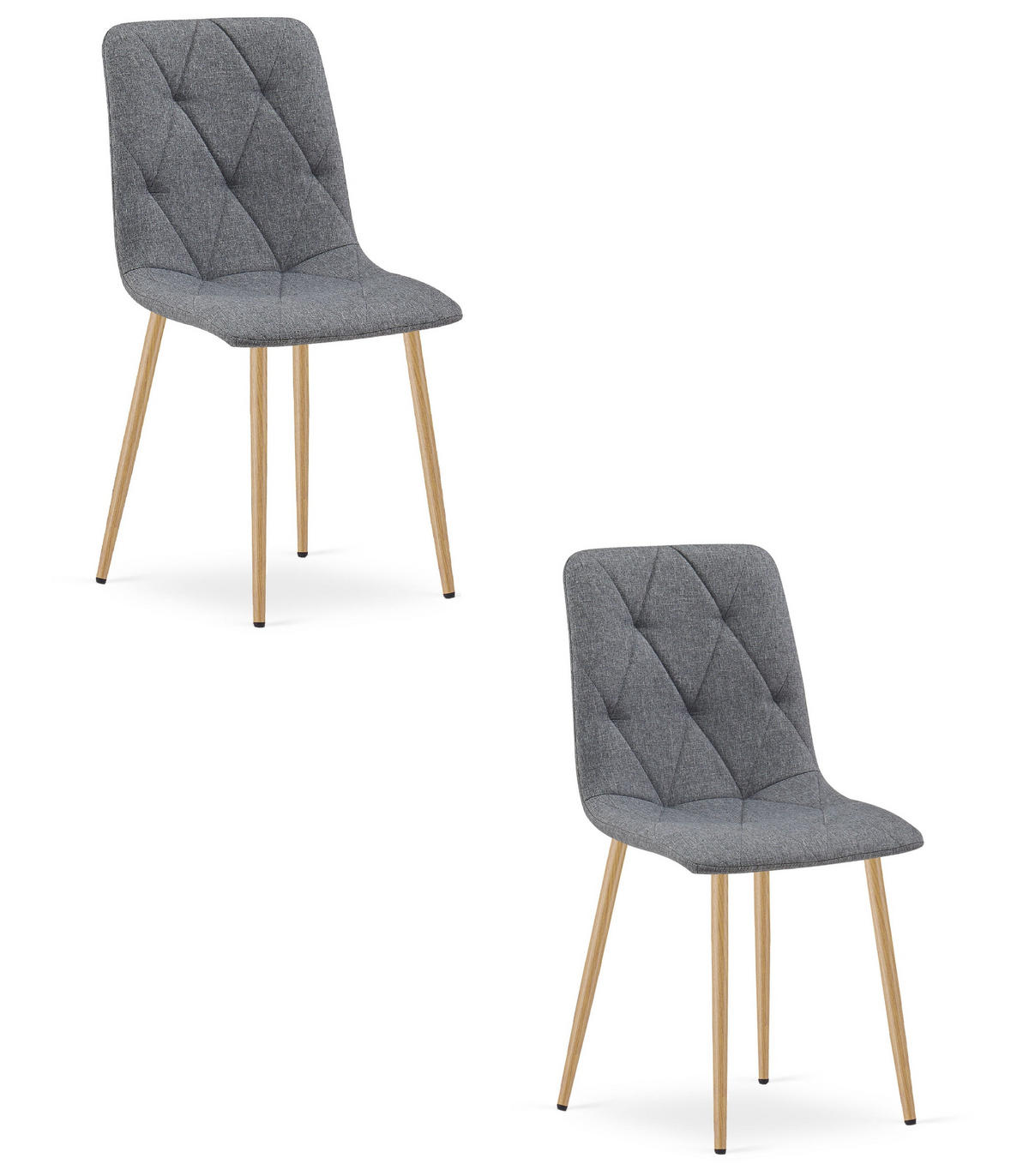 ESSZIMMERSTUHL 2-er Set TYRA dunkelgrauer Sitz, Beine in Holzfarbe - Dunkelgrau/Eichefarben, Textil (44.5/87/54.5cm) - Valora