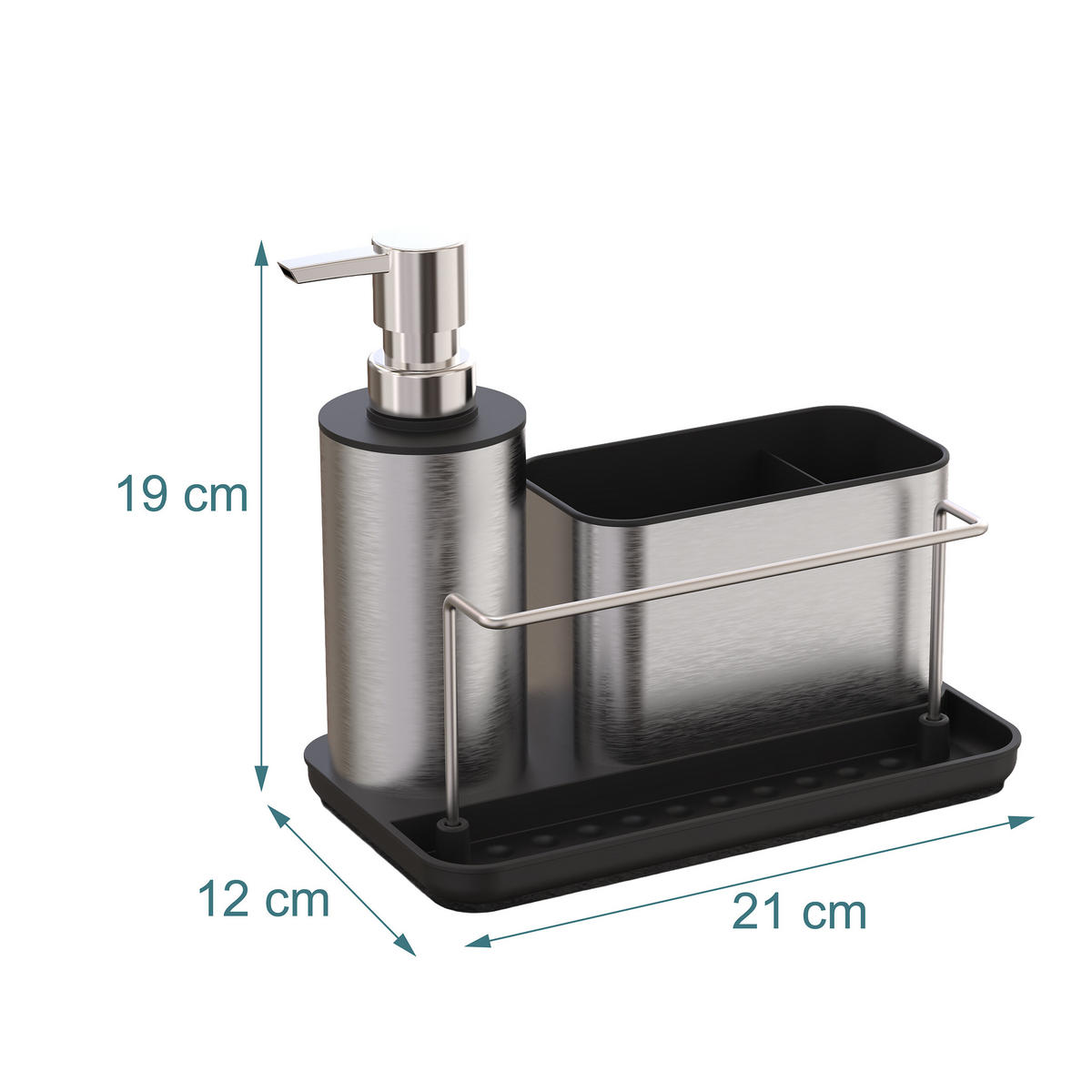 SPÜLBECKEN-ORGANIZER Set - Silberfarben, Kunststoff/Metall (21/19/12cm) - Relaxdays