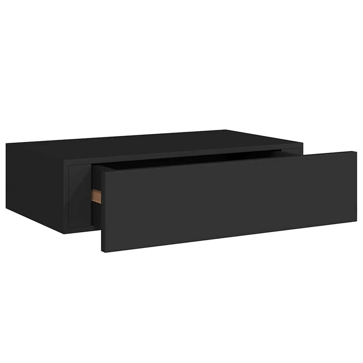 WANDREGAL mit Schublade Schwarz 40x23,5x10 cm MDF - Schwarz, Holzwerkstoff (40/10/23.5cm) - furnicato