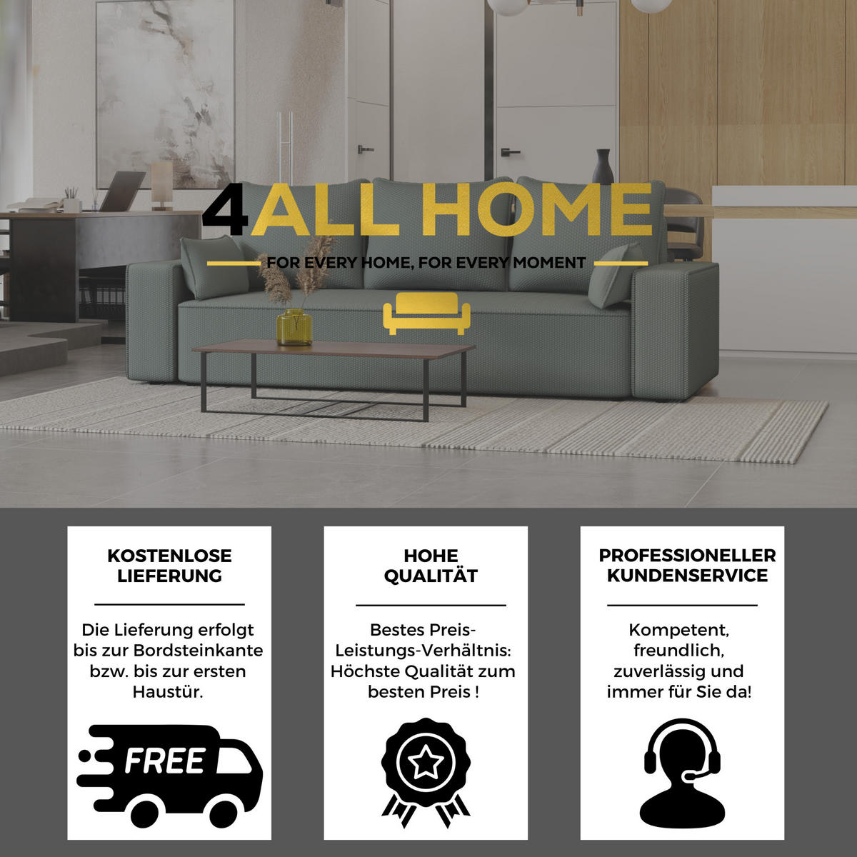 SOFA Vens mit Bettkasten und Schlaffunktion, Cordstoff - Grau, Holzwerkstoff (242/85/95cm)