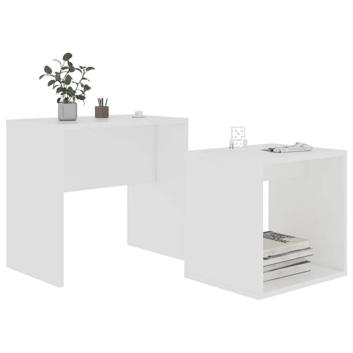 COUCHTISCH-SET Weiß 48x30x45 cm Holzwerkstoff - Weiß, Holzwerkstoff (48/30/45cm) - furnicato