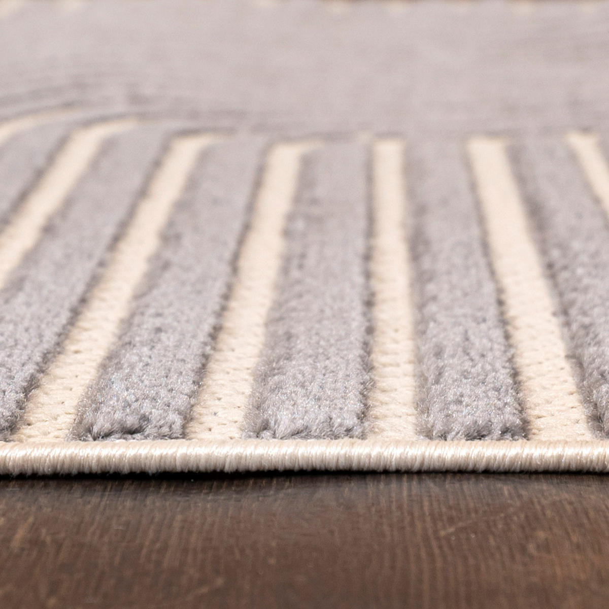 TEPPICH Grau Rund Geometrisch - Kurzflor Rund - Minimalistisch, Stilvoll - 150 x 150 cm - Beige/Grau, Textil (150/150cm) - Mazovia