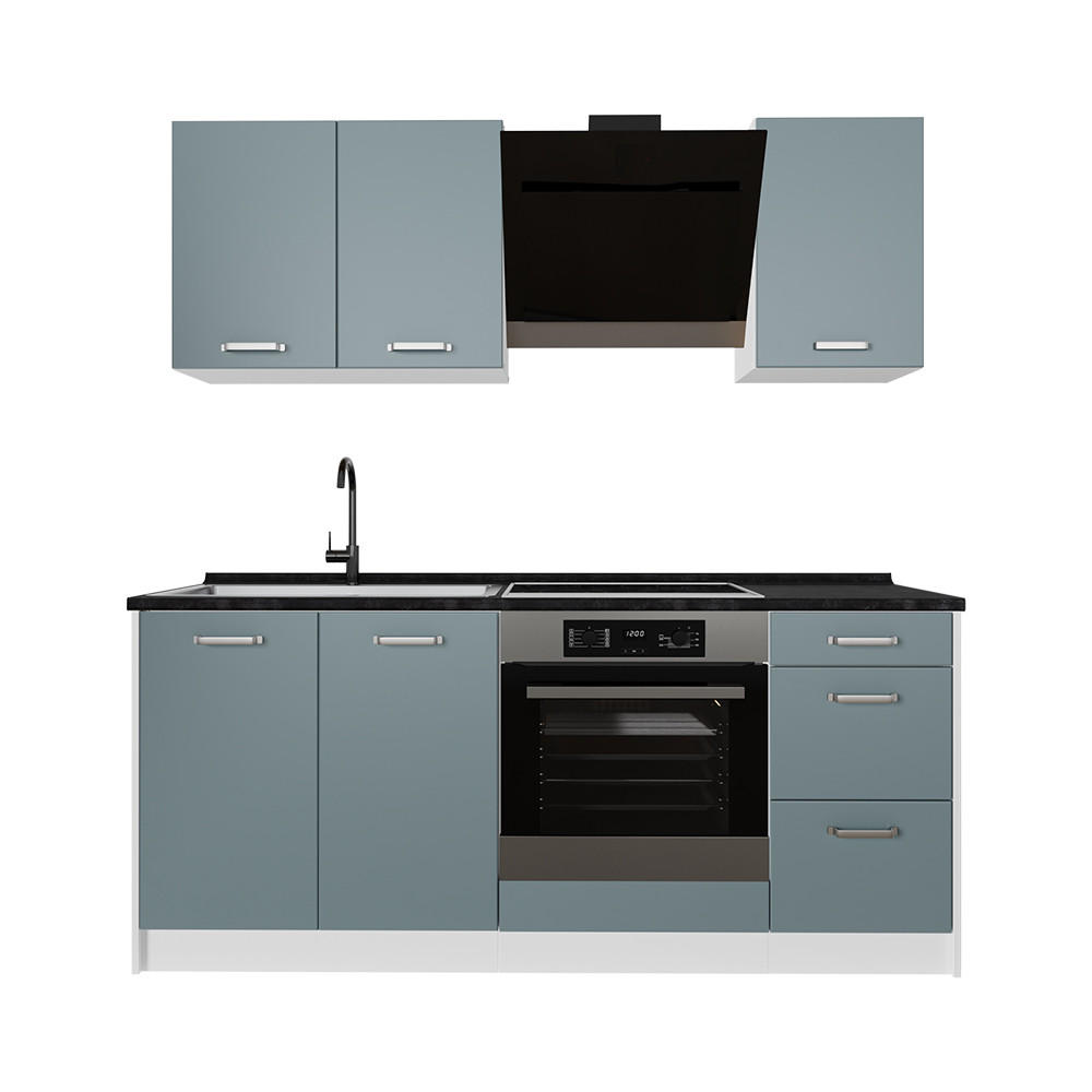 SAMOSTATNÁ KUCHYŇA R-Line, Modrošedá/biely, 180 cm, AP Antracit - biela/modrosivá, kompozitné drevo (180/206.8/60cm) - Vicco