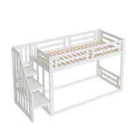 ETAGENBETT 90/200 cm DE-01573, in Weiß, mit Sicherheitstreppe und offenem Unterbett - Weiß, Holz (90/200cm) - ComfortXL