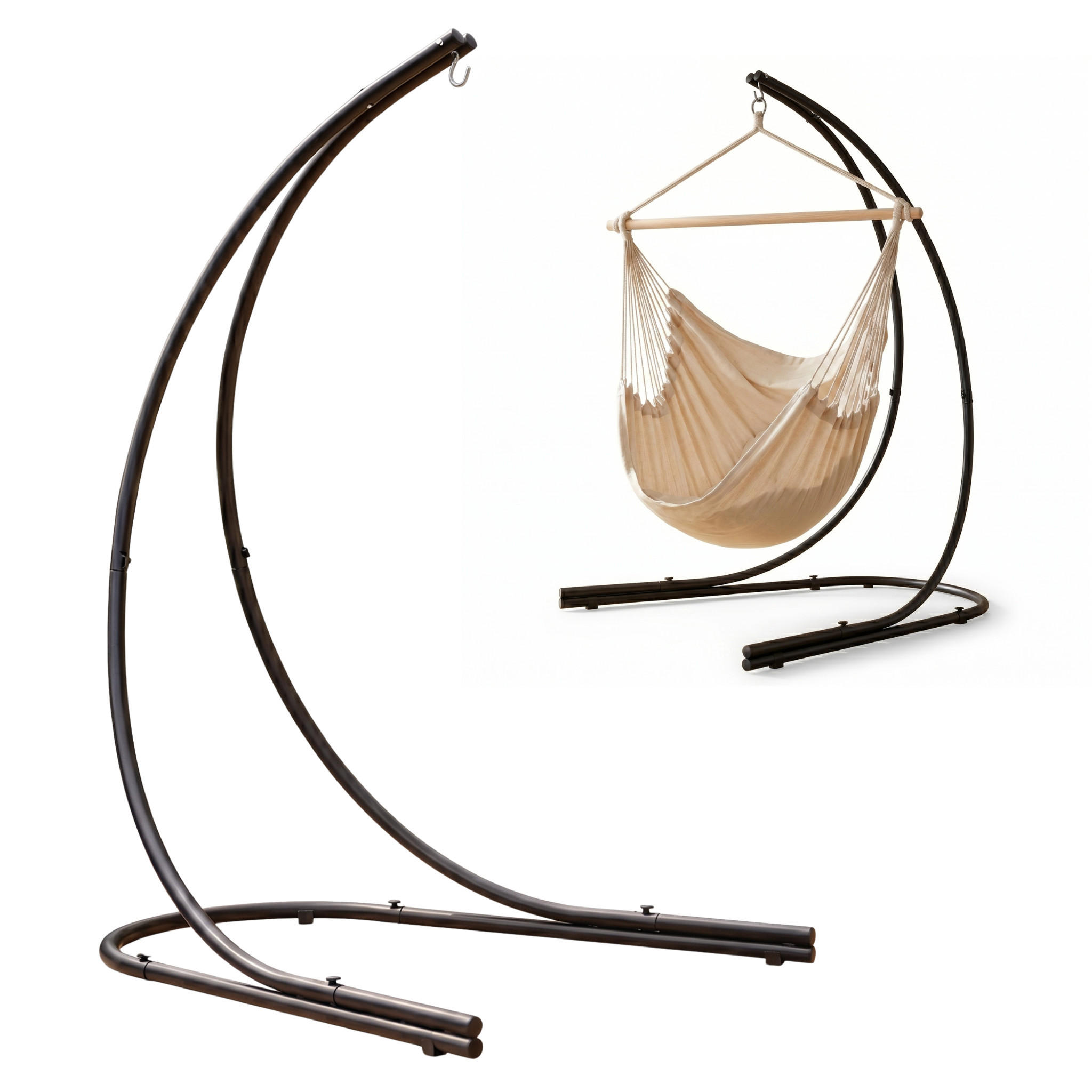 XL-HÄNGESESSELGESTELL, 210cm, bis 150kg, Schwarz - Schwarz, Metall (160/140/210cm) - Amanka