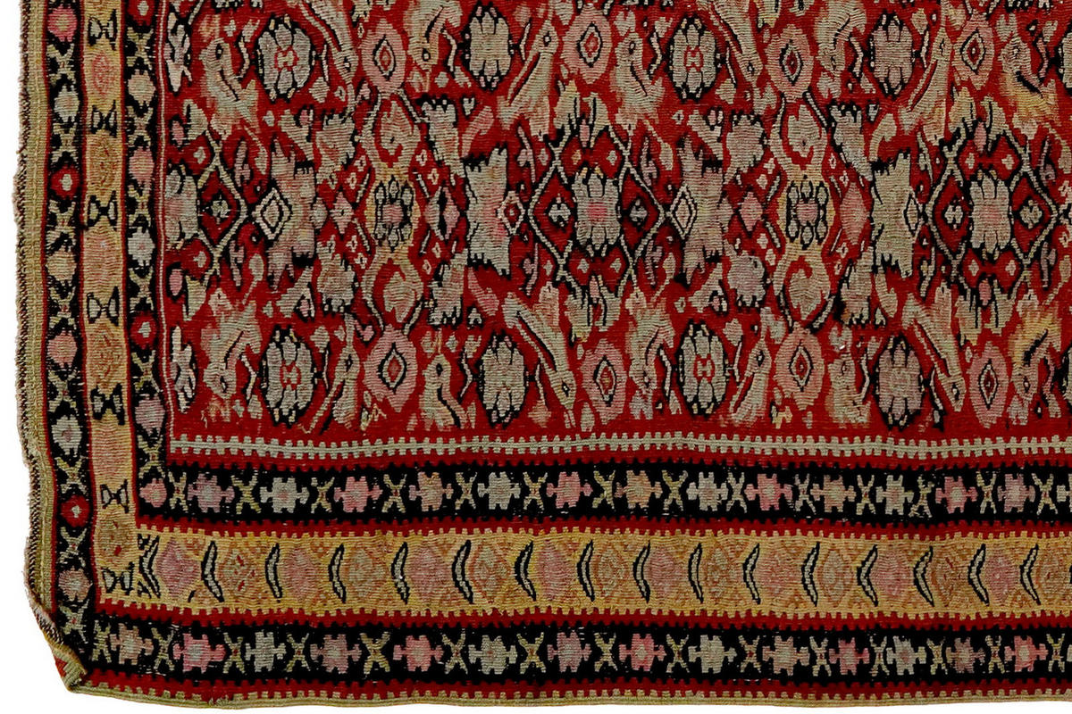 HANDWEBTEPPICH Kelim Senneh Rot 198/138 cm Schurwolle - Rot, Textil (138/198cm) - Looma