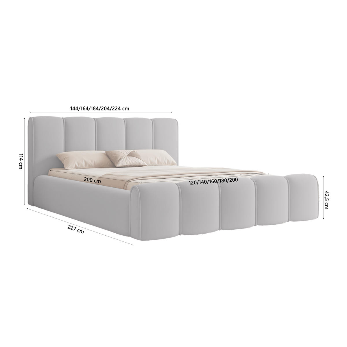 POLSTERBETT LLALO 200x200 cm, Dunkelgrau - Dunkelgrau, Textil (200/200cm) - Fedve