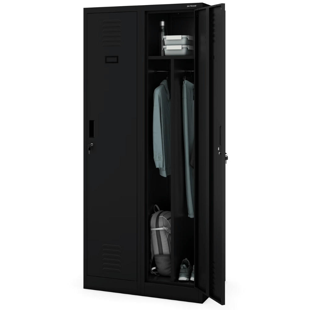 UMKLEIDESCHRANK Spind WIEN 2 Abteile 180x80x50cm Schwarz - Schwarz, Metall (80/180/50cm) - DELUKE