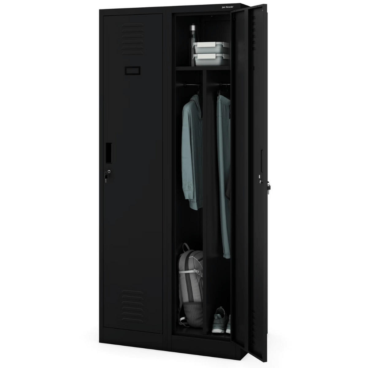 UMKLEIDESCHRANK Spind WIEN 2 Abteile 180x80x50cm Schwarz - Schwarz, Metall (80/180/50cm) - DELUKE