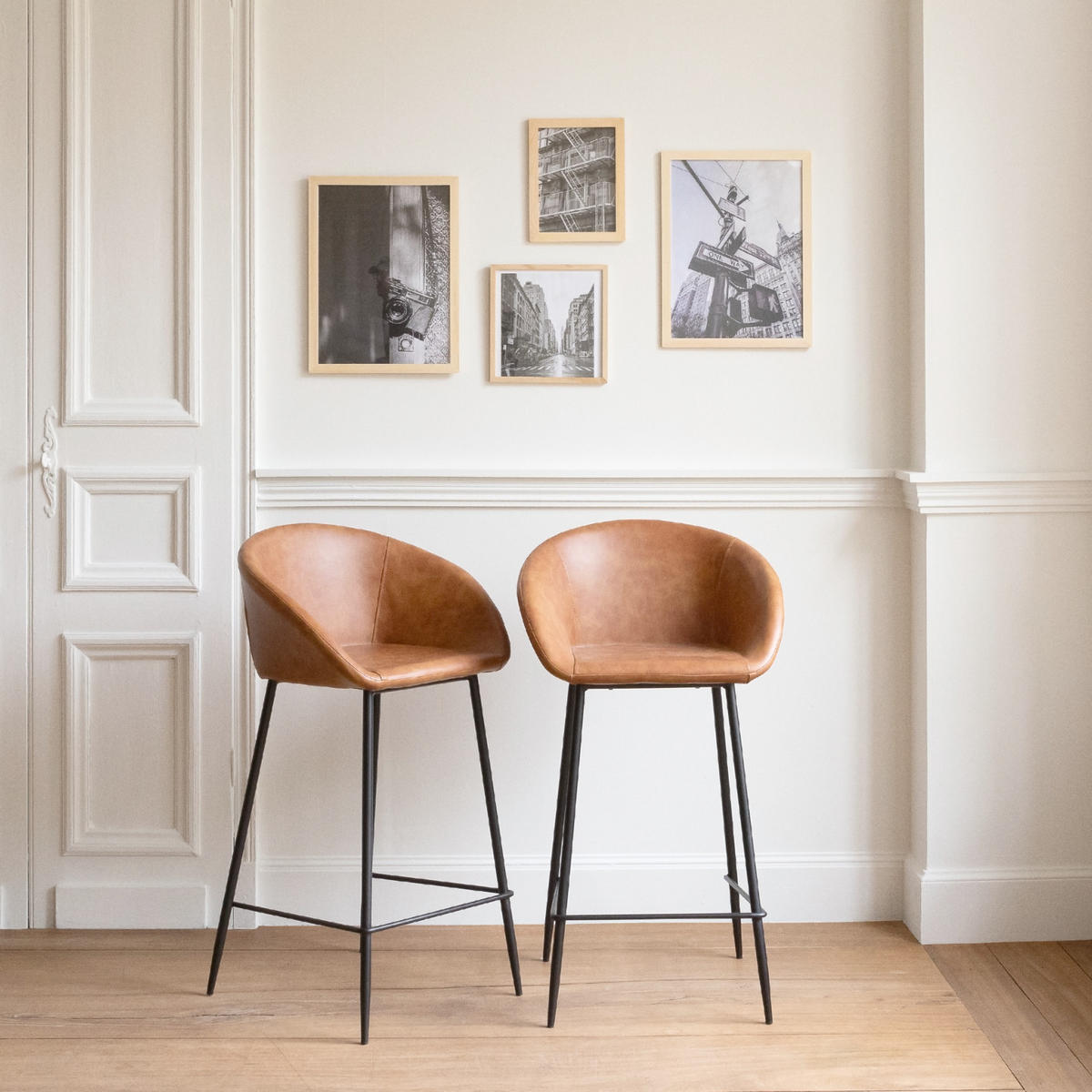 BARHOCKER Achille Cognac 2er-Set - Orange, Kunststoff (52/91/59cm) - Happy Garden