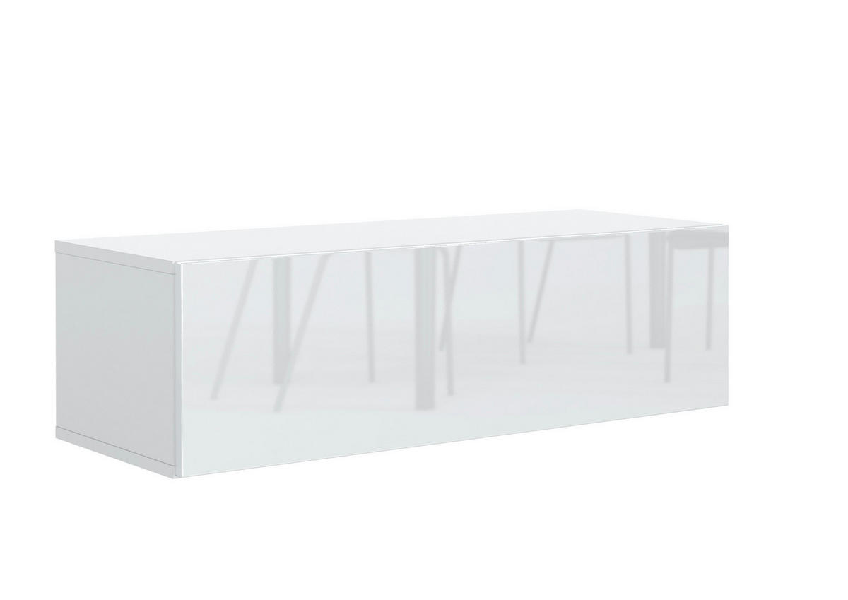LOWBOARD GLOSSIA 100/30/36,5 cm, Weiß - Weiß, Holzwerkstoff (100/30/36.5cm) - MASSENO