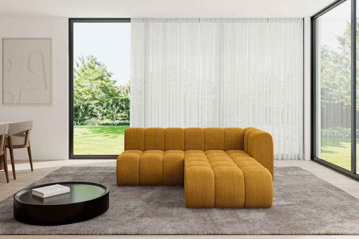 ECKSOFA modulares Sofa Darnel-L1 - 205x177x70 cm Senfgelb - Currygelb, Holzwerkstoff/Textil (205/177cm) - ALTDECOR