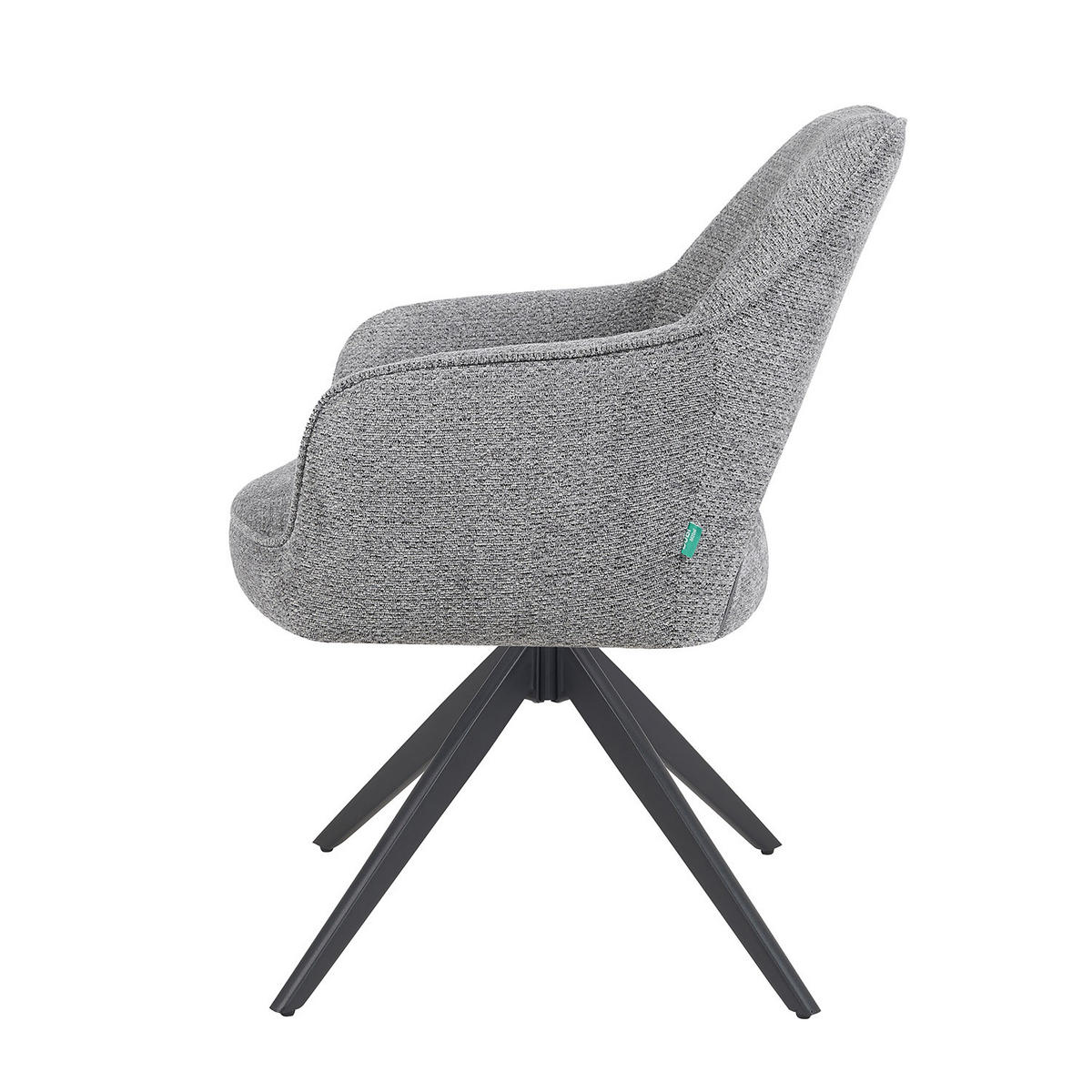 DREHSTUHL Mika-Nils 2er-Set - Dunkelgrau/Schwarz, Textil/Metall (60/87/65cm) - DUBI Möbel