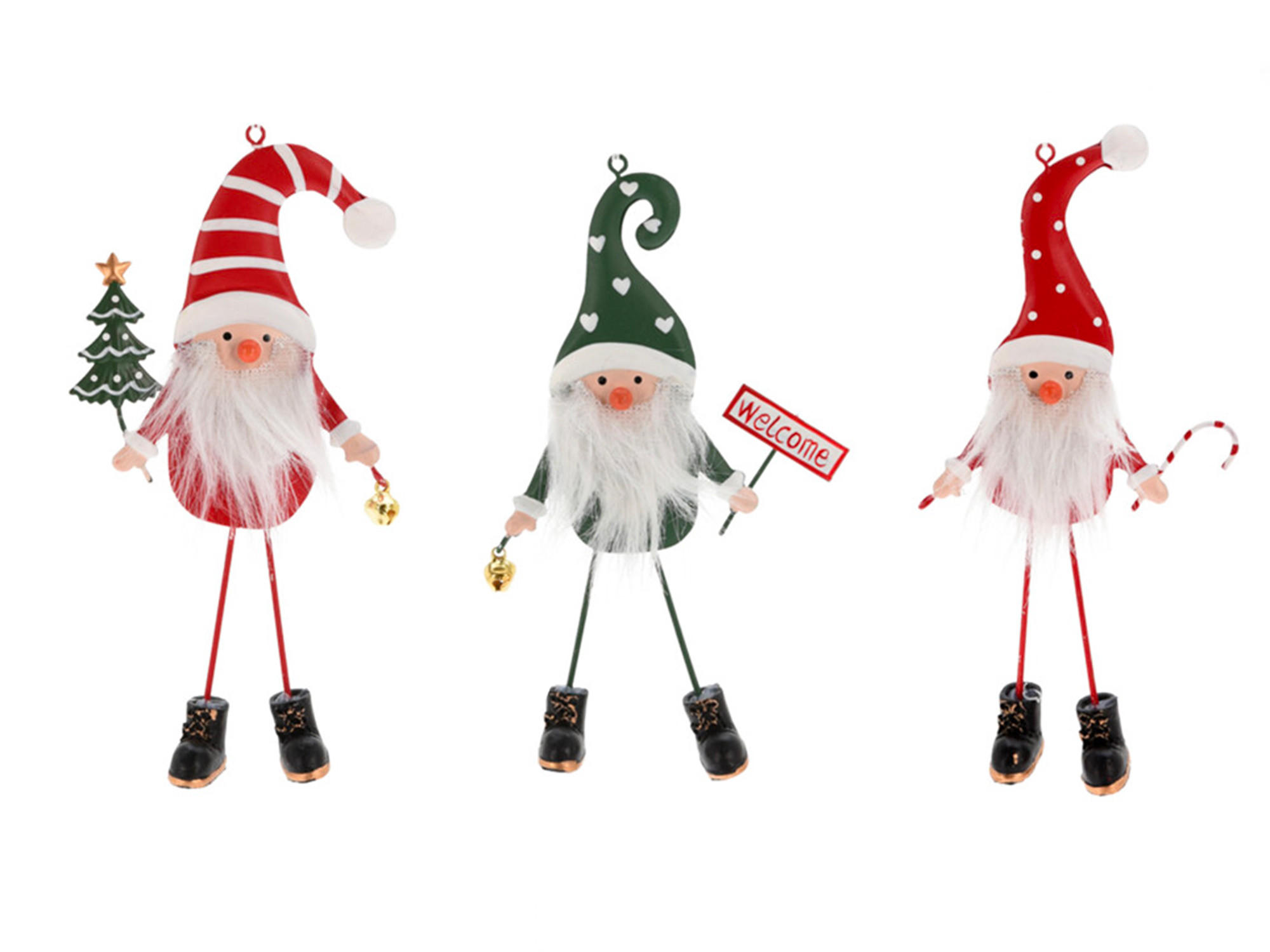 LAALU CHRISTBAUMKUGEL-SET 3 Dekorationen: Zwergmischung 17 cm - Rot/Schwarz, Metall (30/20/40cm) - LAALU