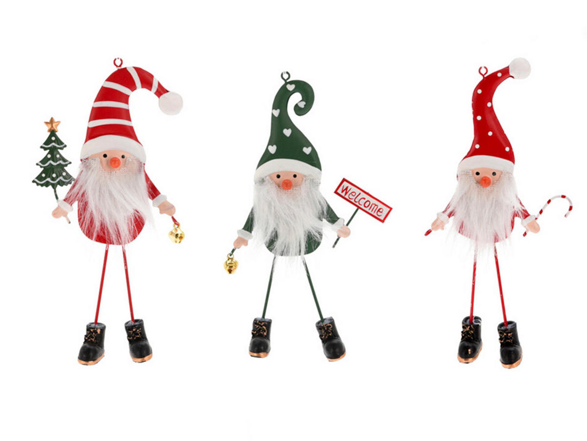 LAALU CHRISTBAUMKUGEL-SET 3 Dekorationen: Zwergmischung 17 cm - Rot/Schwarz, Metall (30/20/40cm) - LAALU