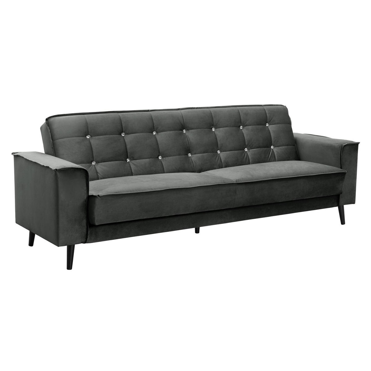 SOFA 3-Sitzer mit Bettfunktion Kaycee Samtvelours graphit - Graphitfarben, Kunststoff (78/84/240cm) - 58aufmkessel