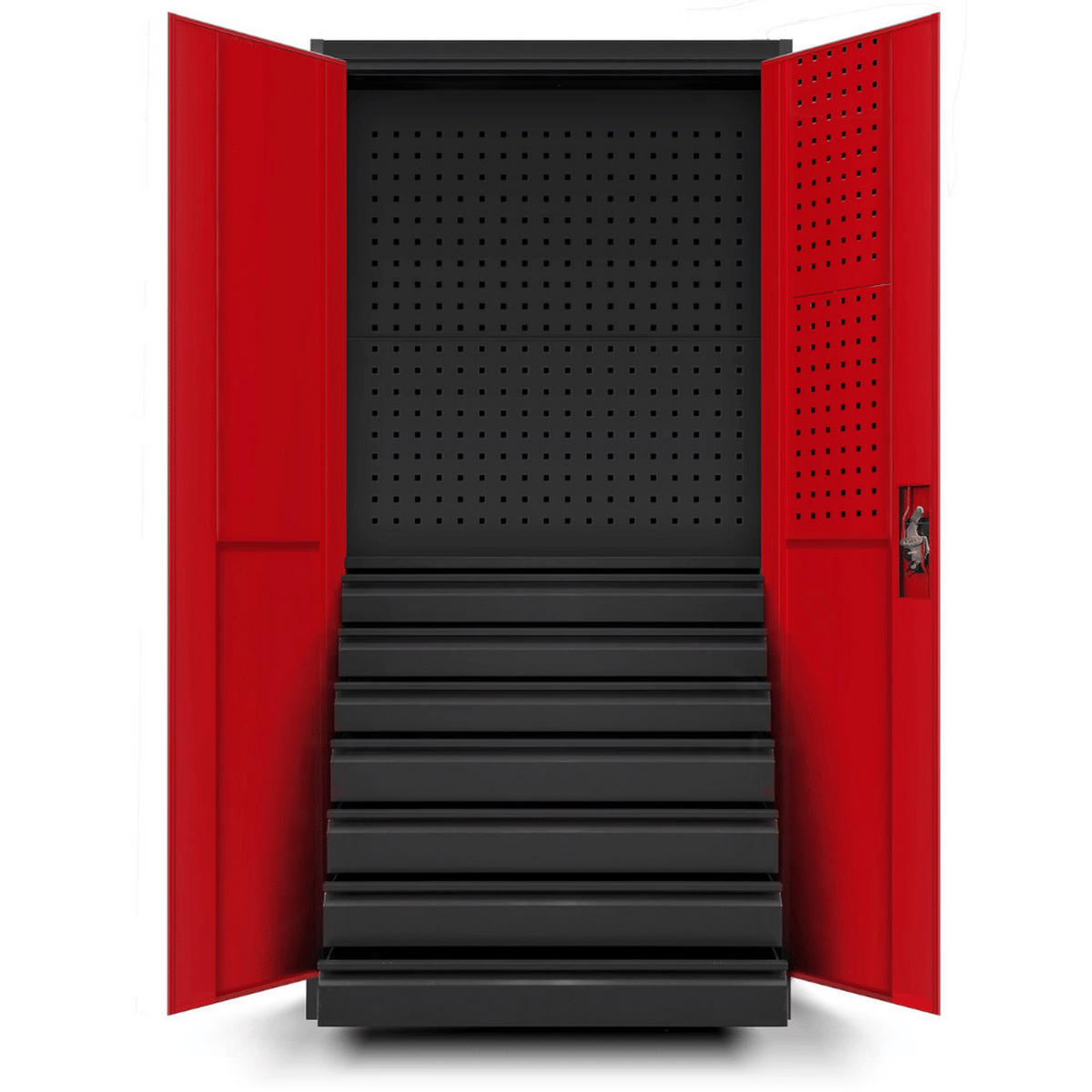 WERKZEUGSCHRANK mit Schubladen TOM 185x92x50cm Anthrazit-Rot - Anthrazit, Metall (92/185/50cm) - DELUKE