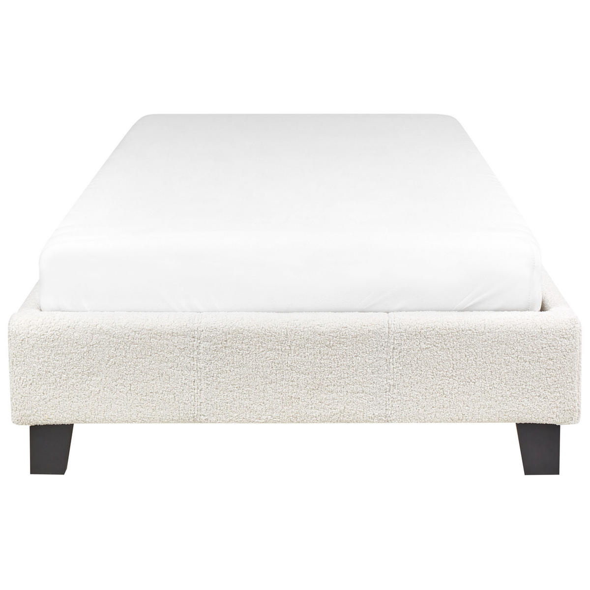 POLSTERBETT Beige-Dunkler Holzfarbton 90-200 cm Roanne - Beige/Dunkelbraun, Textil (90/200cm) - Beliani