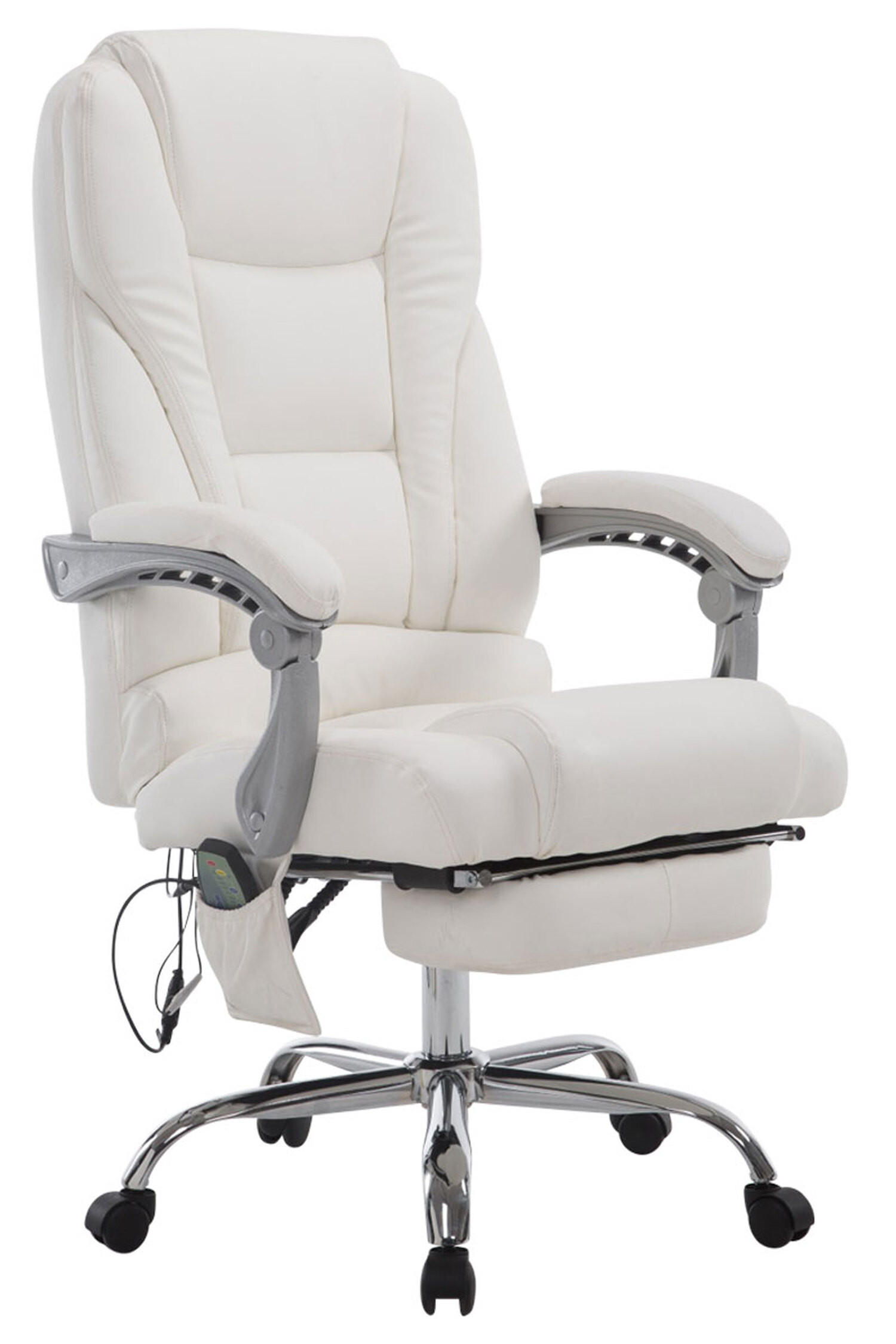 BÜROSTUHL Pacira-N, Kunstleder mit Massagefunktion Weiß - Weiß, Textil/Metall (68/127/64cm) - TPFLiving